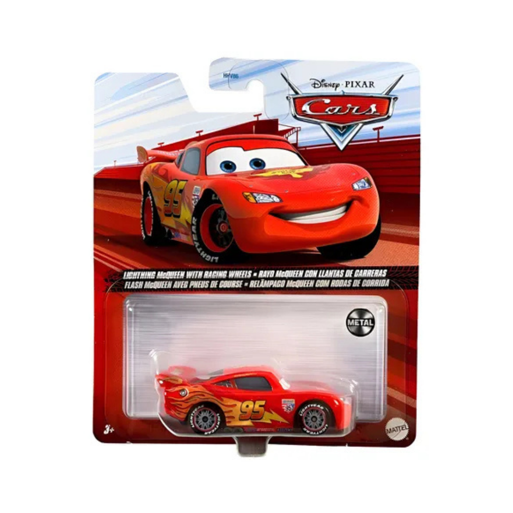 Relâmpago McQueen com Rodas de Corrida Cars Disney Pixar - Mattel Miniatura Carros