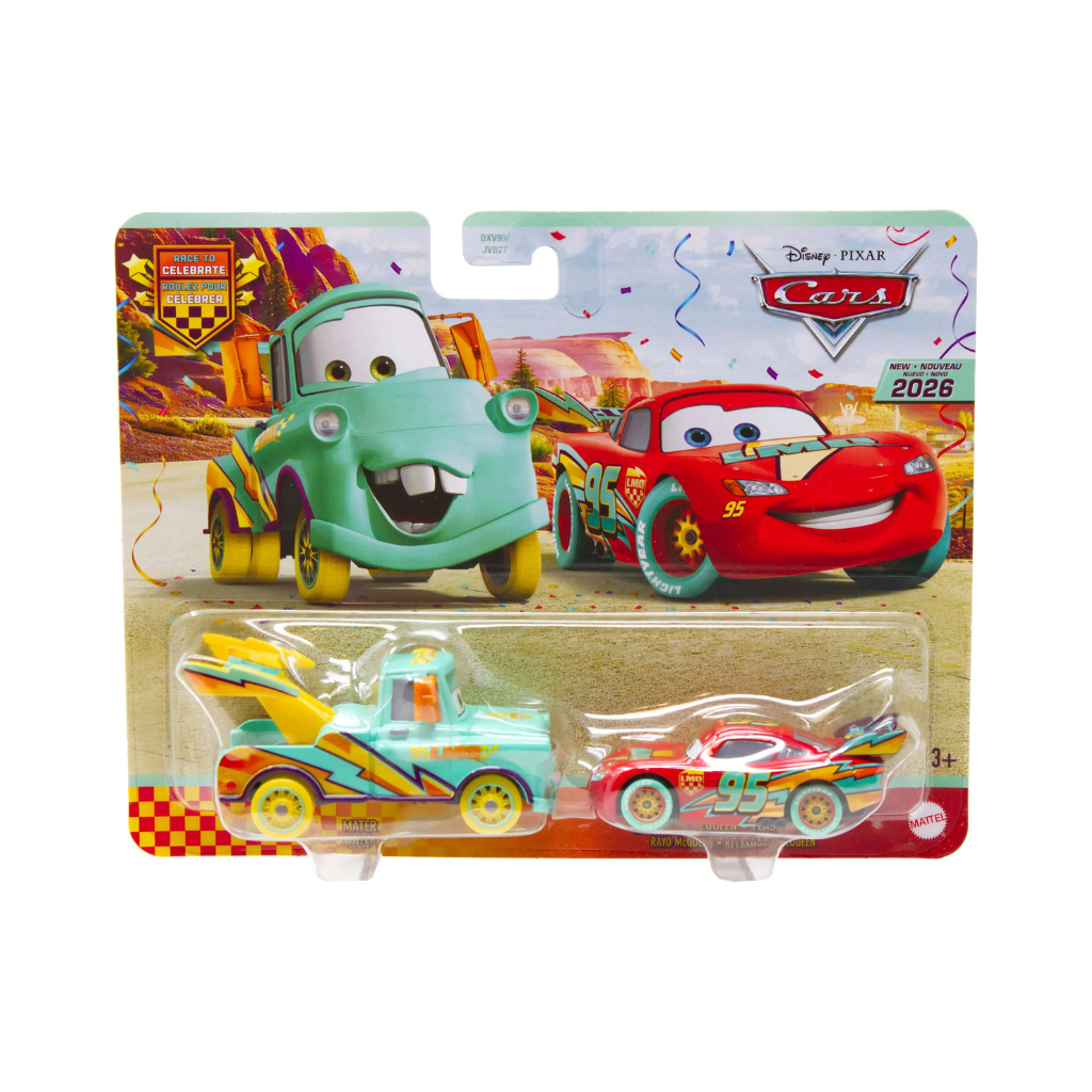 Mate & Relâmpago McQueen Versão de Celebração Cars Disney Pixar - Mattel Miniatura Carros