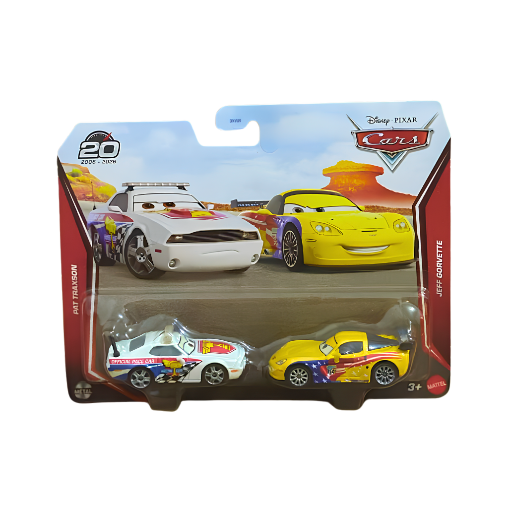Pat Traxson & Jeff Gorvette Edição 20 anos Cars Disney Pixar - Mattel Miniatura Carros