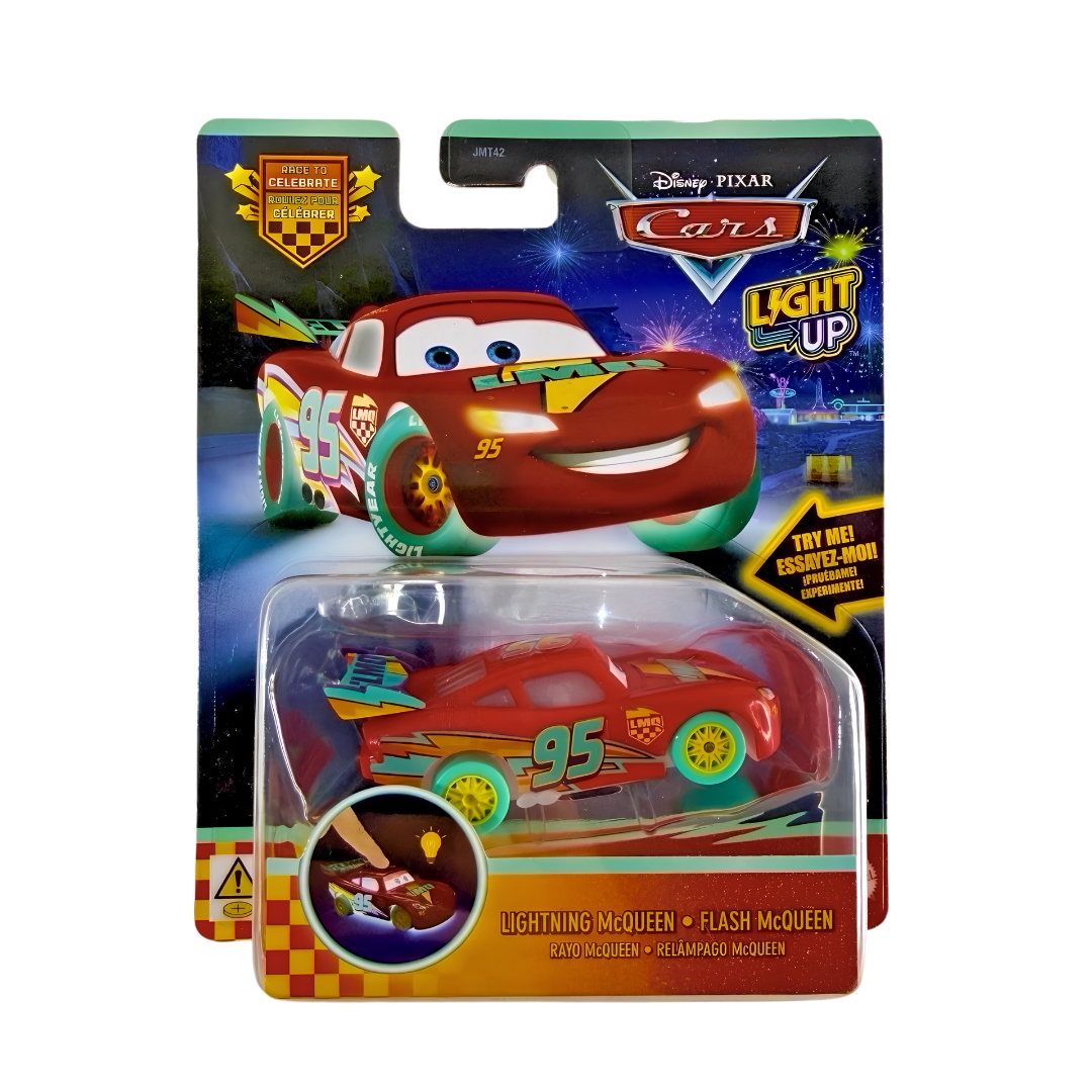 Relâmpago McQueen Race To Celebrate Light up Cars Disney Pixar - Mattel Miniatura Carros